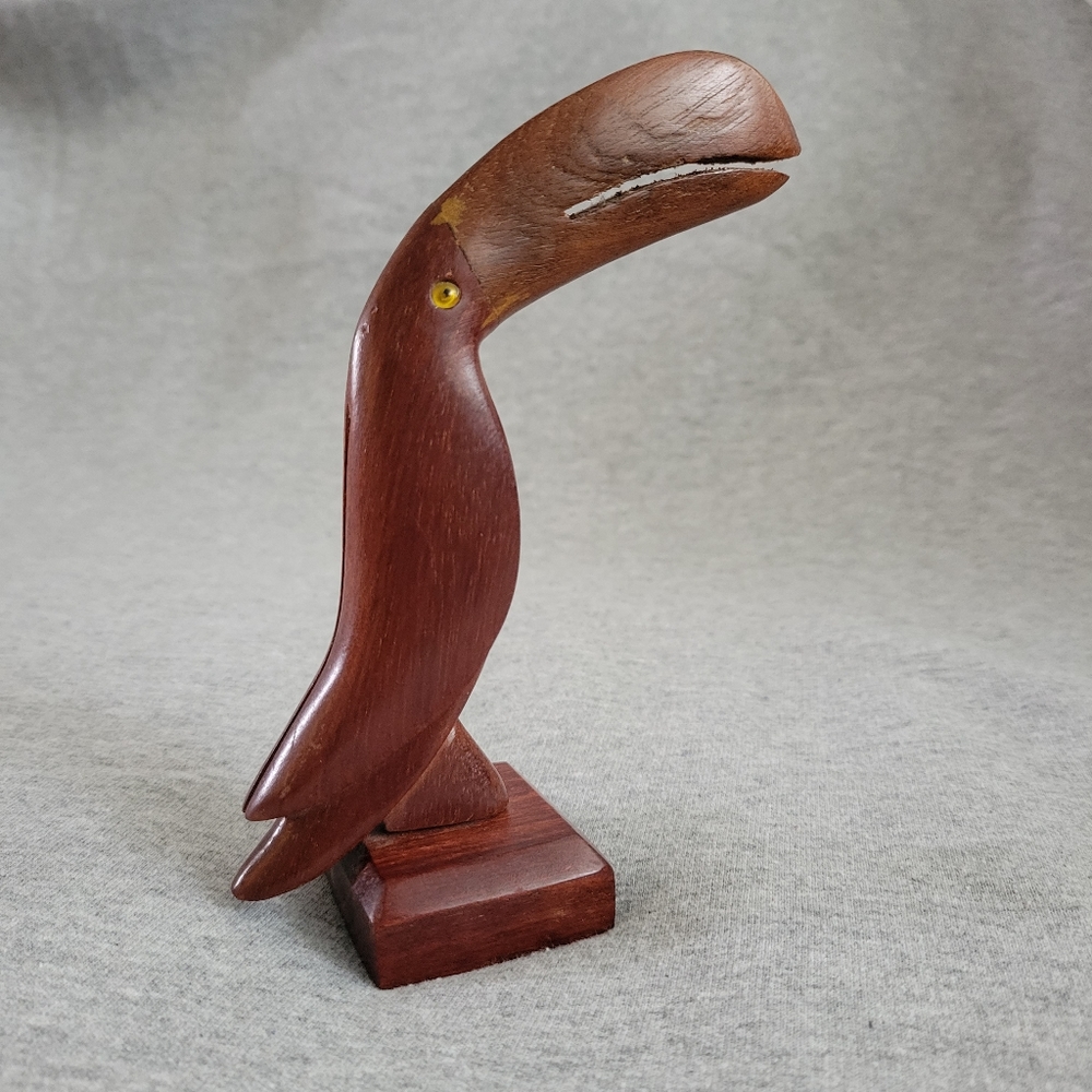 Vintage Toucan Sculpture of Hand Carved Made in Brazil.